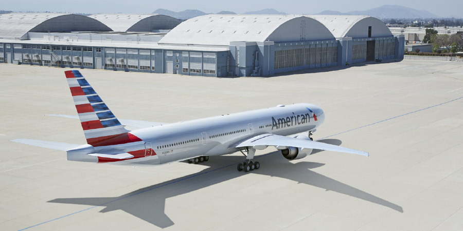 AA aircraft 777 300 on tarmac