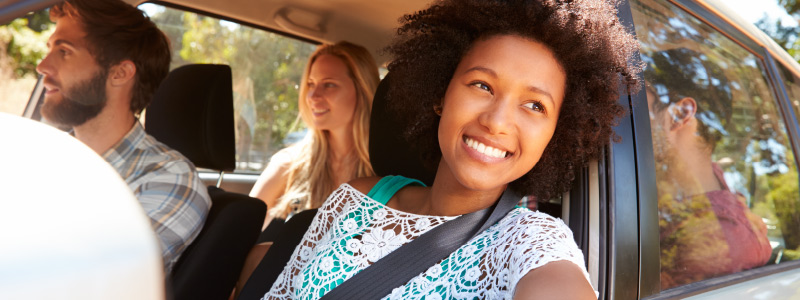 alamo woman in car